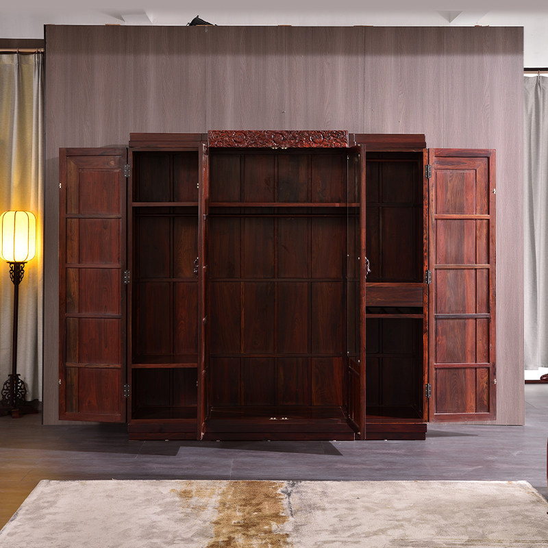 红木家具老挝大红酸枝美玲款衣柜中式交趾黄檀卧室红木衣柜