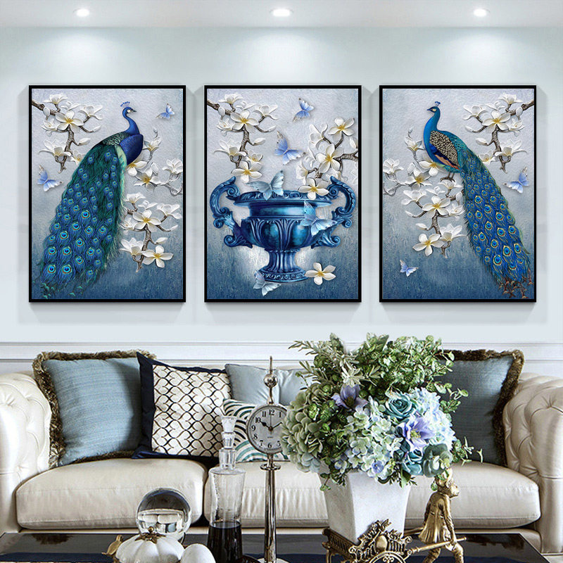 客厅装饰画简欧欧式沙发背景墙壁画餐厅墙面三联现代装饰画