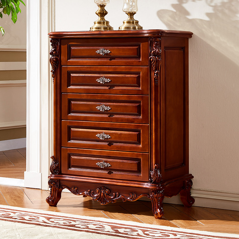 欧式五斗柜实木卧室储物柜雕花简欧家具奢华抽屉斗柜