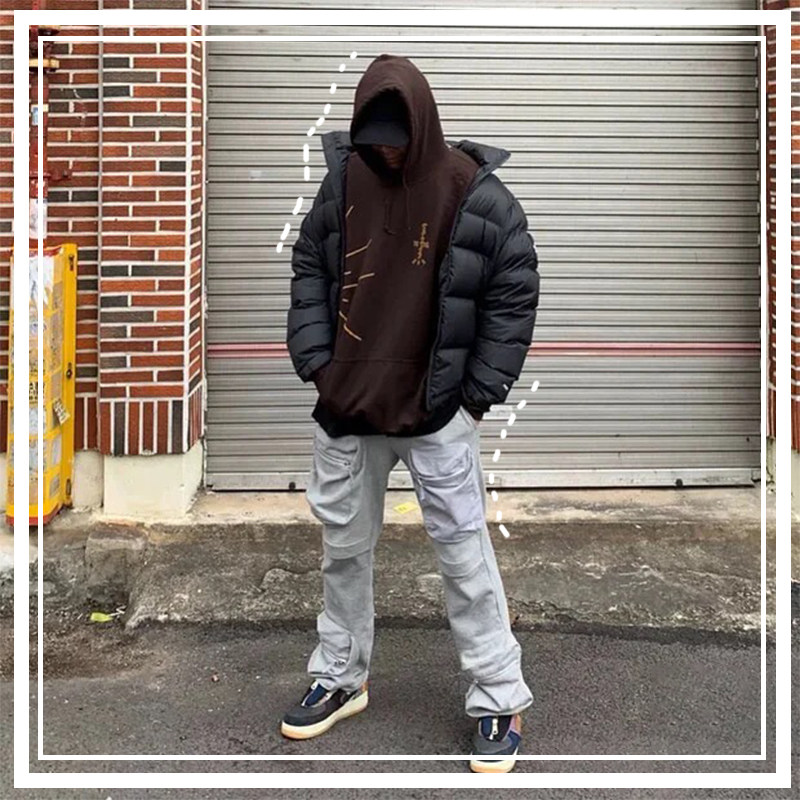 男lisa同款 scott火焰梯子卫衣加绒加厚女高街连帽衫 ts联名travis