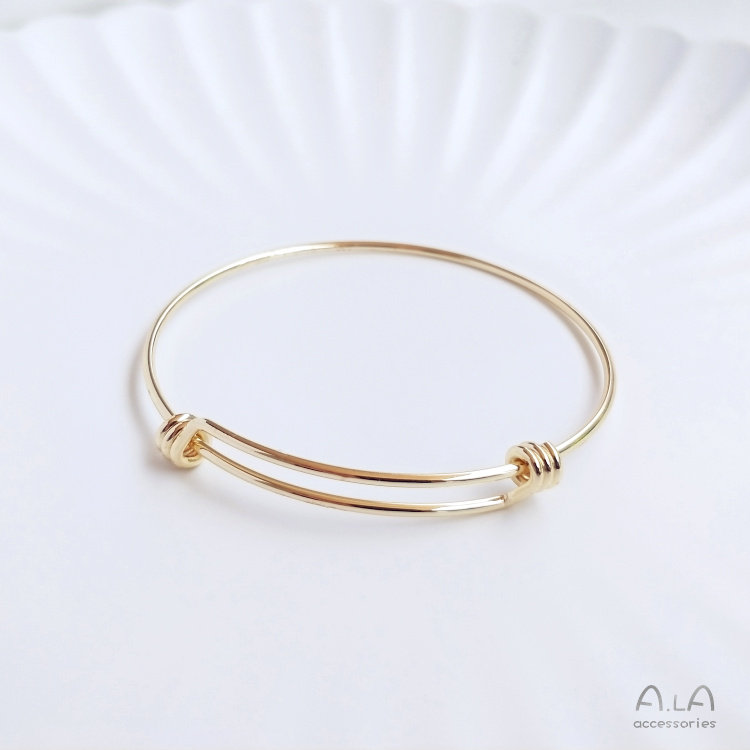 14k绕线饰品手环活口手围调节可调手工包金手镯