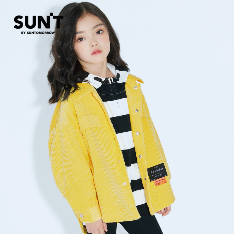 suntomorrow童装灯芯绒衬衫外套儿童春秋秋装2021新款衬衫
