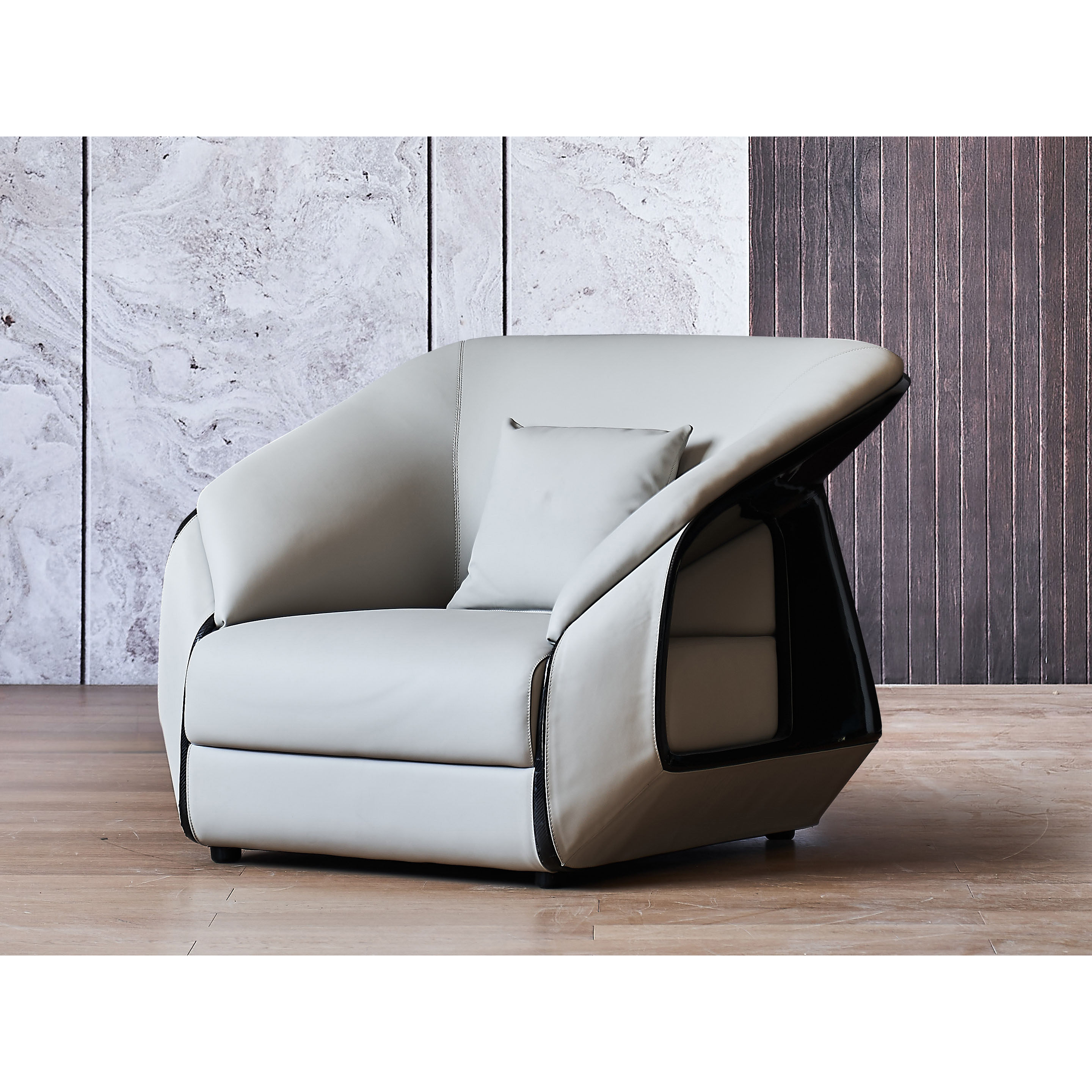 沙发bamdermu现代轻奢皮艺全真真皮单人ly沙发椅