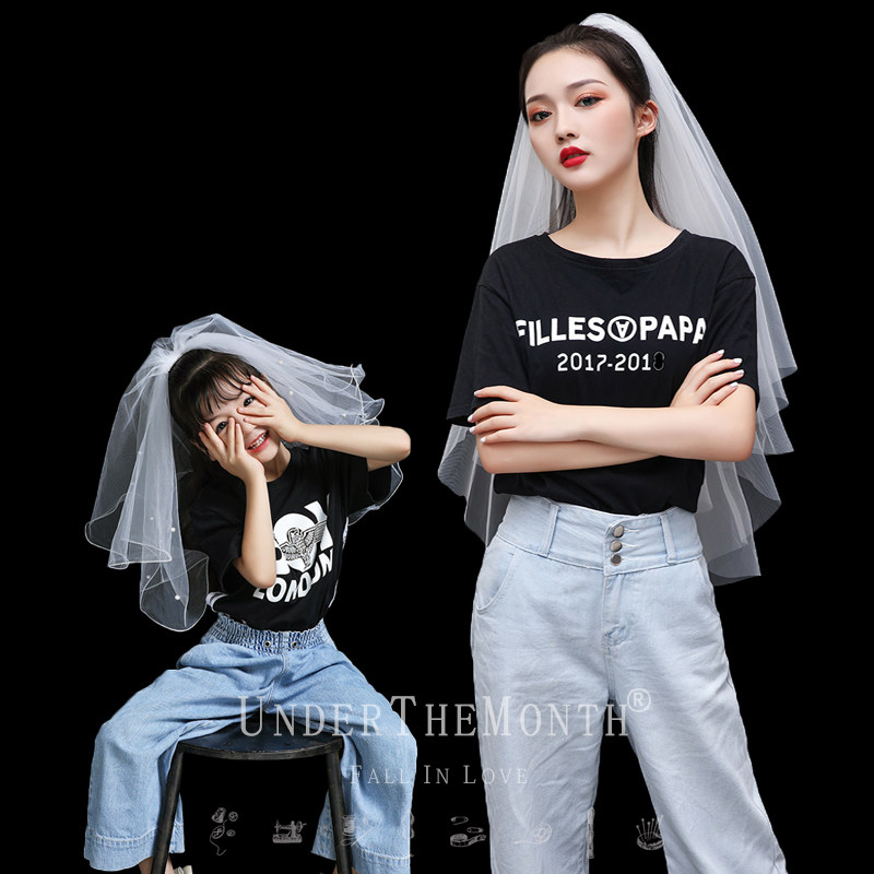 头纱拍照月下下相亲子母女超仙森系网红道具头纱