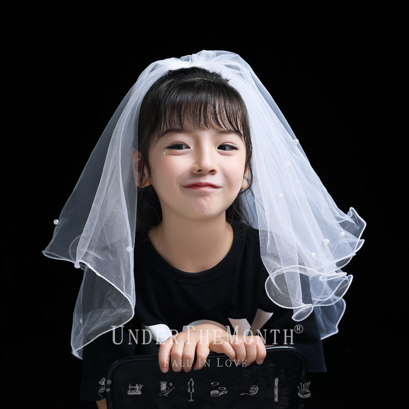 头纱月下下相亲子儿童宝宝超仙森系网红拍照头纱