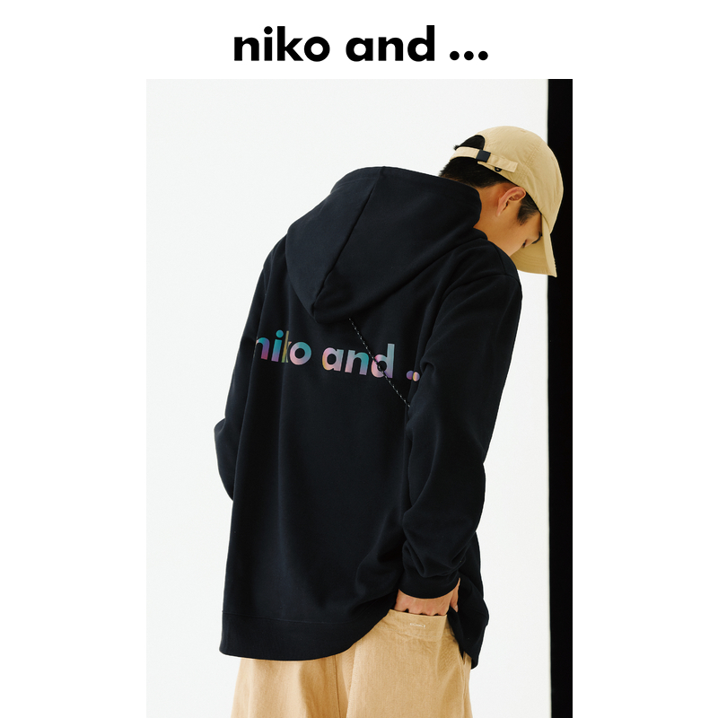 nikoand彩虹卫衣情侣薄绒反光字母卫衣