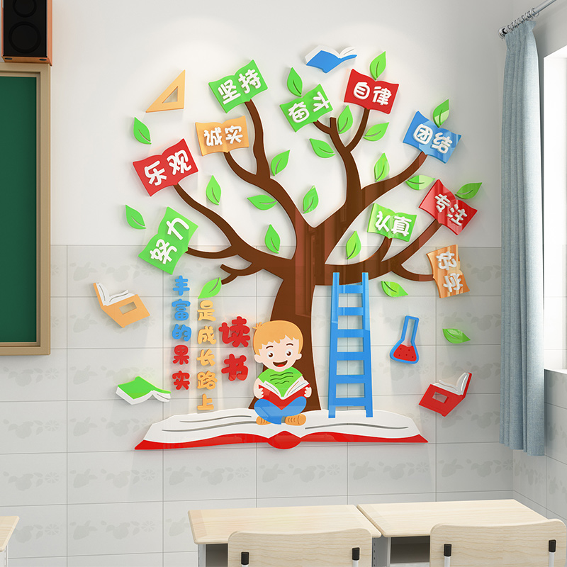 创意教室布置小学班级文化建设墙贴卡通3d立体墙贴