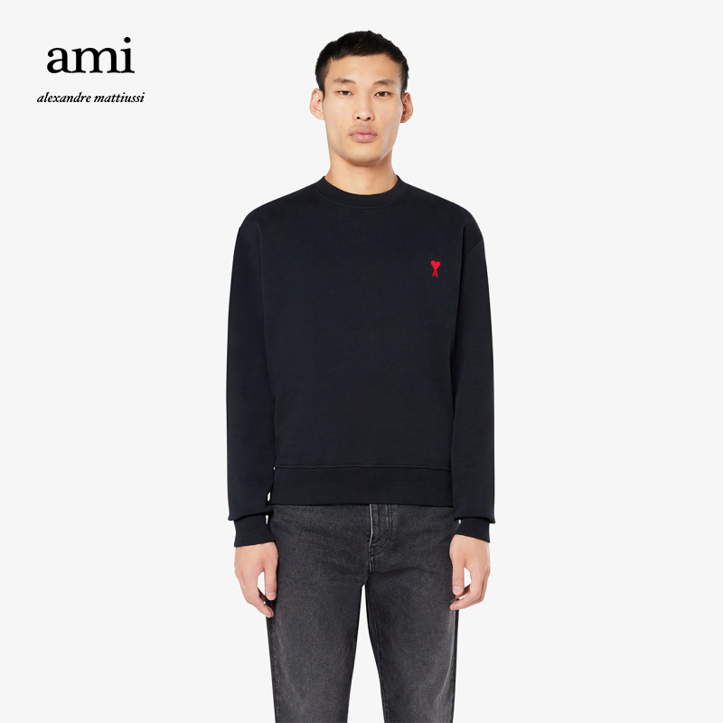 Ami Paris 男士春夏新品Ami de Coeur红色爱心圆领卫衣