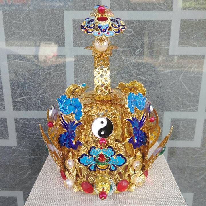 道教莲花花冠三清清冠道冠道士士冠紫金金冠发饰