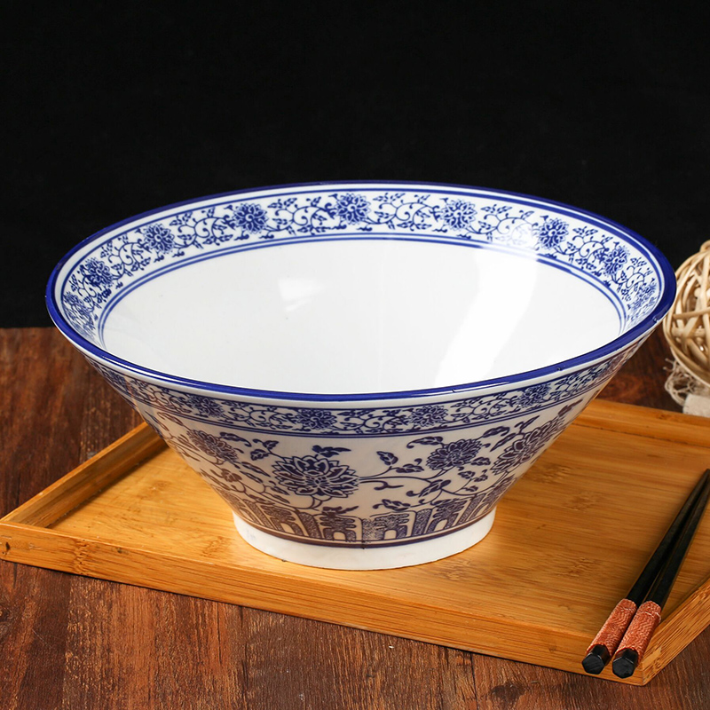 口径饭店厨具日式面碗青花陶瓷喇叭酒店汤盆餐具瓷器套装