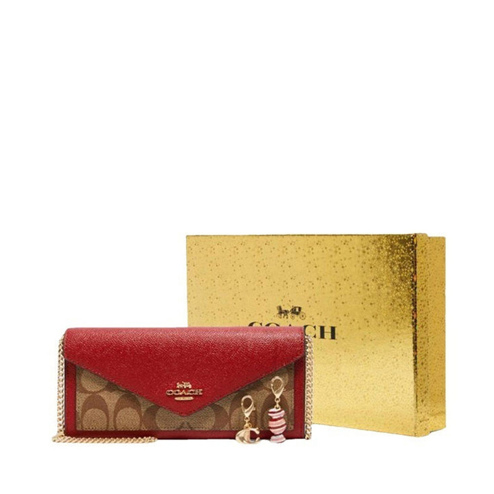 coach蔻驰女士pvc配皮双印花花信封包斜挎包女士包袋