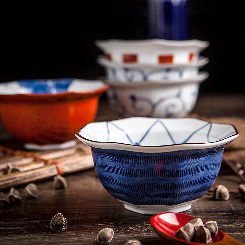 日本进口波佐见烧日式汤碗无铅陶瓷瓷釉下彩手绘碗