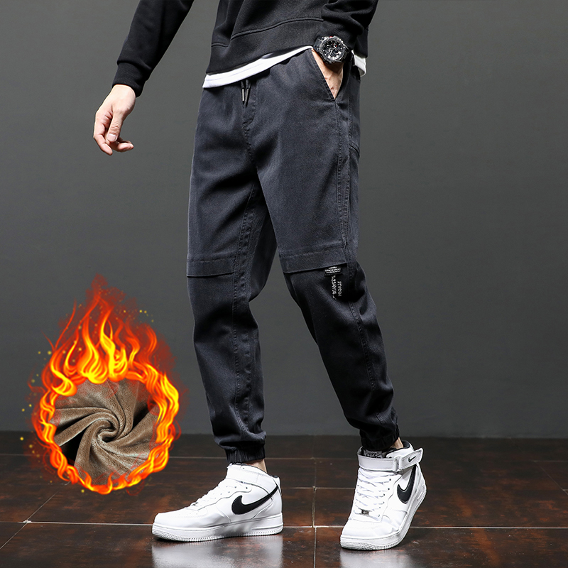 森马潮流2021年秋季新款男士休闲裤百搭宽松束脚潮牌工装加绒裤子