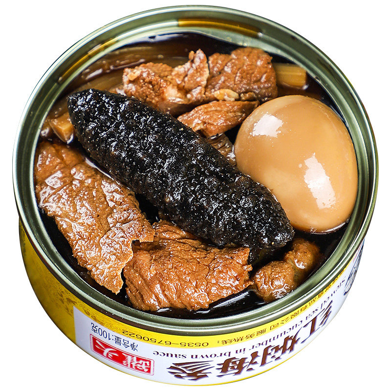 海鲜罐头熟食海参罐装即食下饭菜小罐头100g红烧五香小吃网红美食