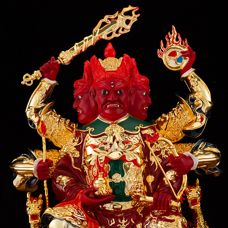 神像火德真君纯铜鎏金道教神仙火仙寺庙供奉摆件