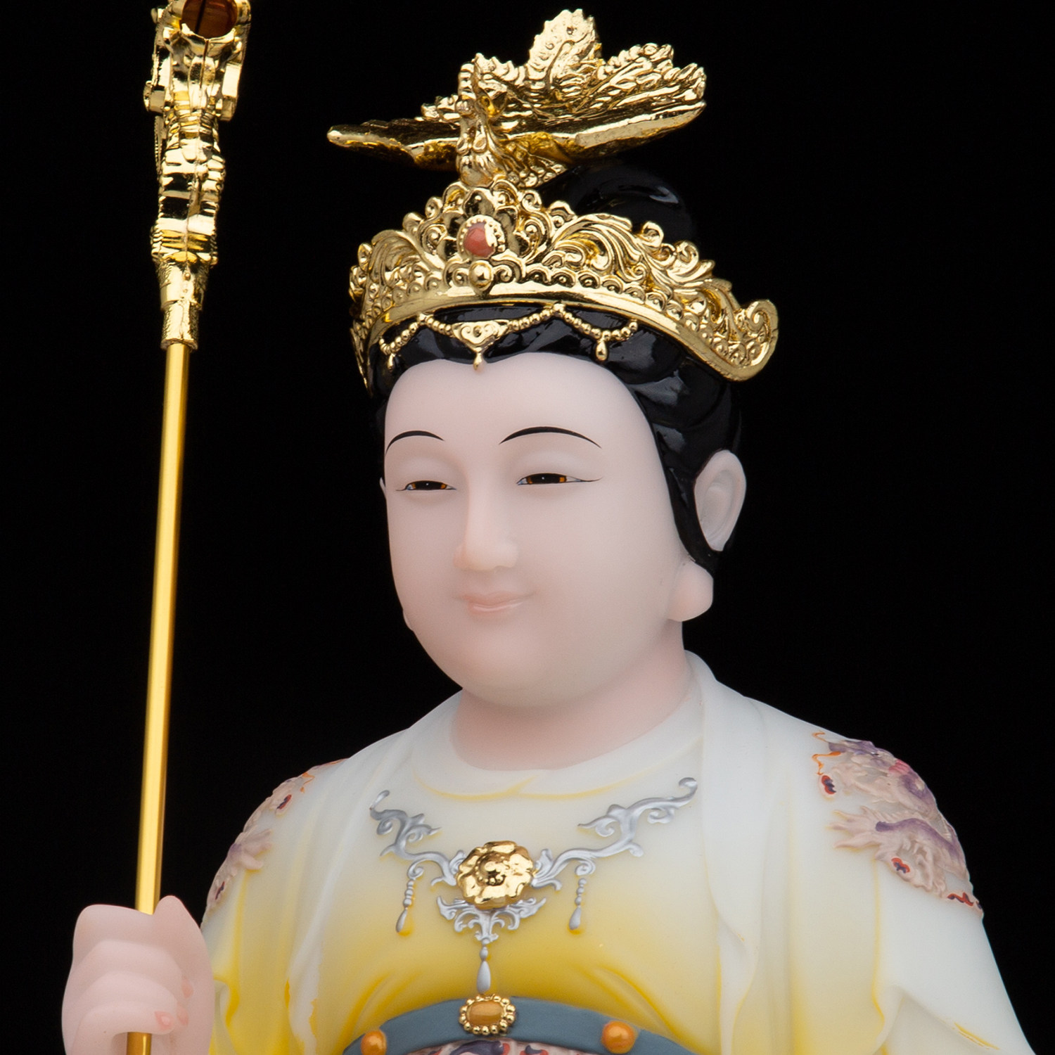 客厅家用九龙圣母神像汉白玉龙王龙母道家工艺品摆件