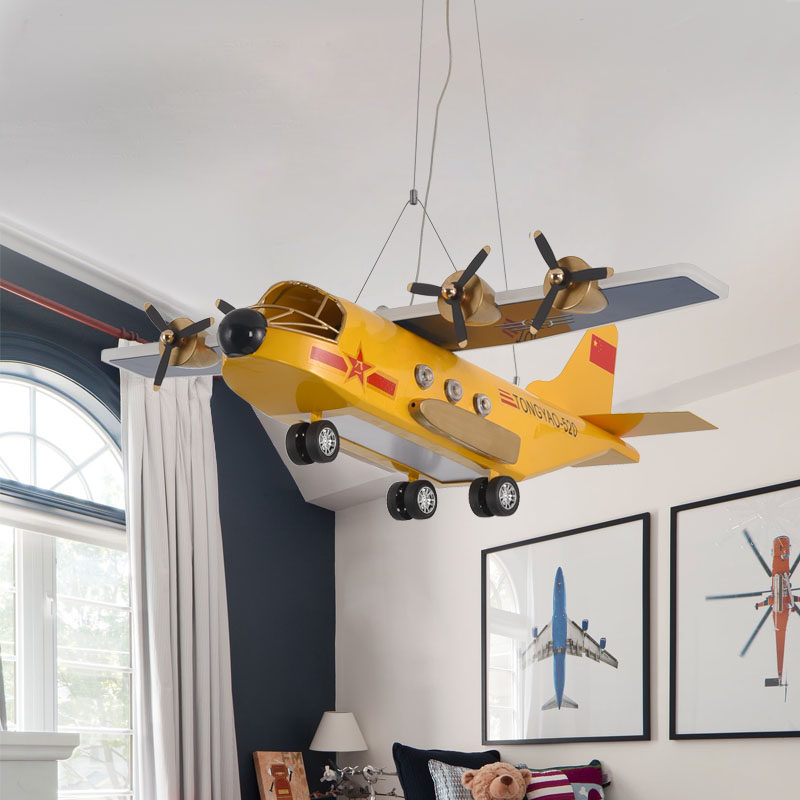 飞机吊灯男孩女孩儿童房间卧室灯具大气创意个性卡通儿童房吊灯