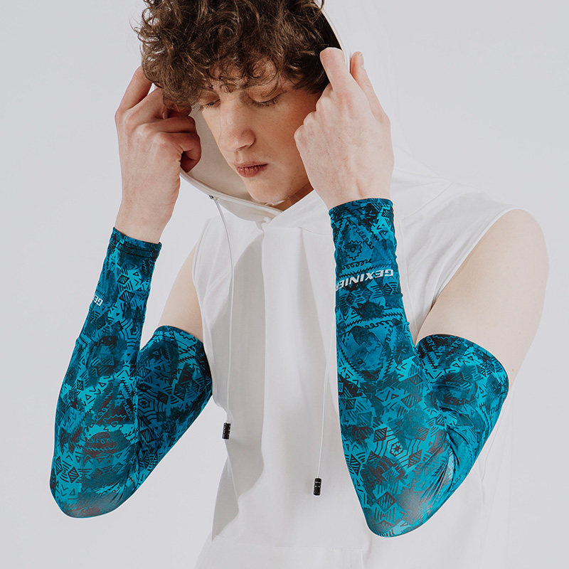 防晒手袖护臂男袖套男士冰丝套袖手臂夏季骑车手套