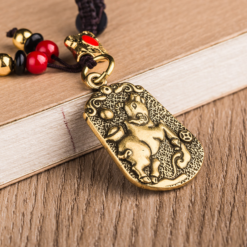 黄铜十二生肖鼠虎龙蛇牛马属相吊坠汽车钥匙扣圈环钥匙扣