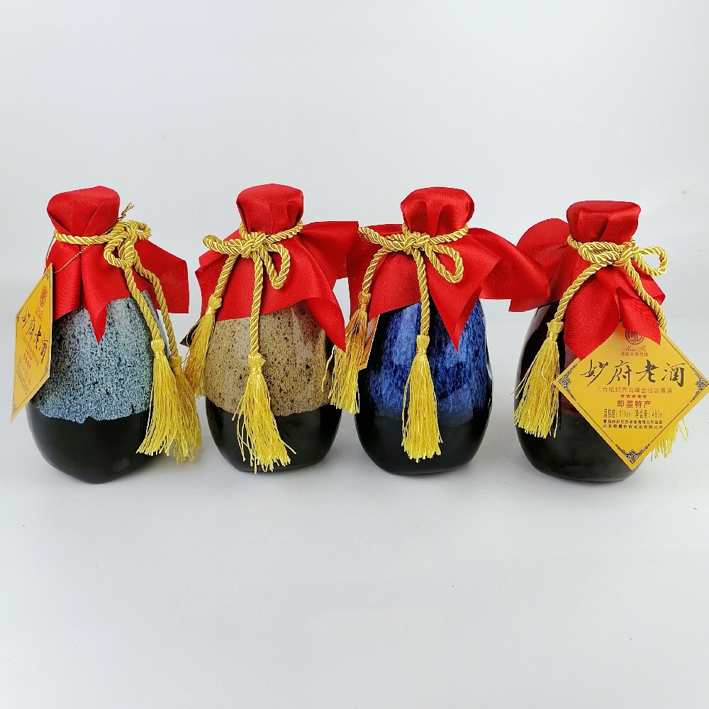 即墨妙府老酒十年480mlx4坛焦香型黄酒青岛发货传统黄酒