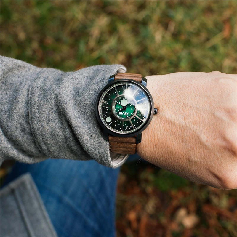 代购xerictrappist1nasa联名手表登月纪念绿色创意欧美腕表