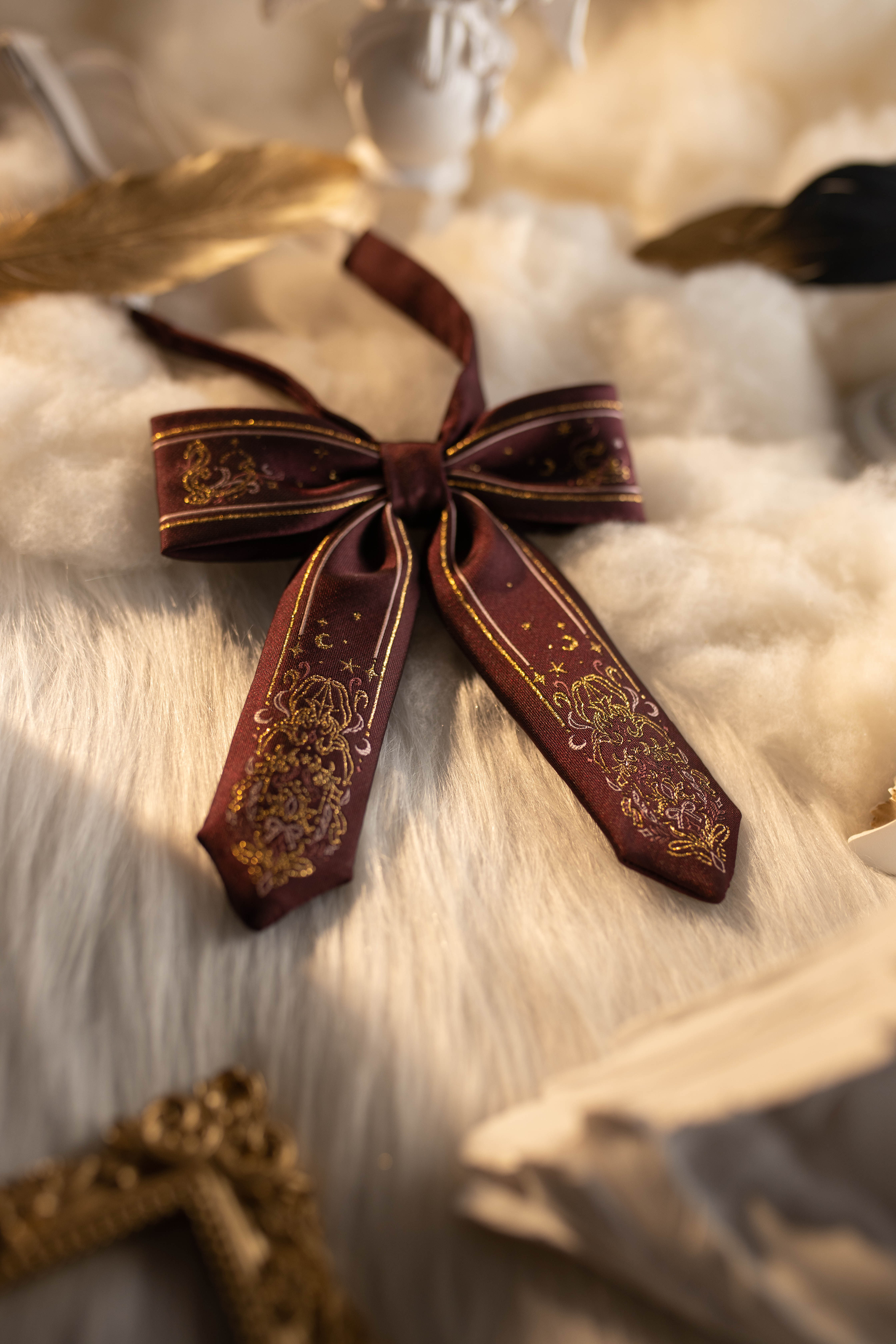 月色星象jk小物定位刺绣金线提花织金领结jk