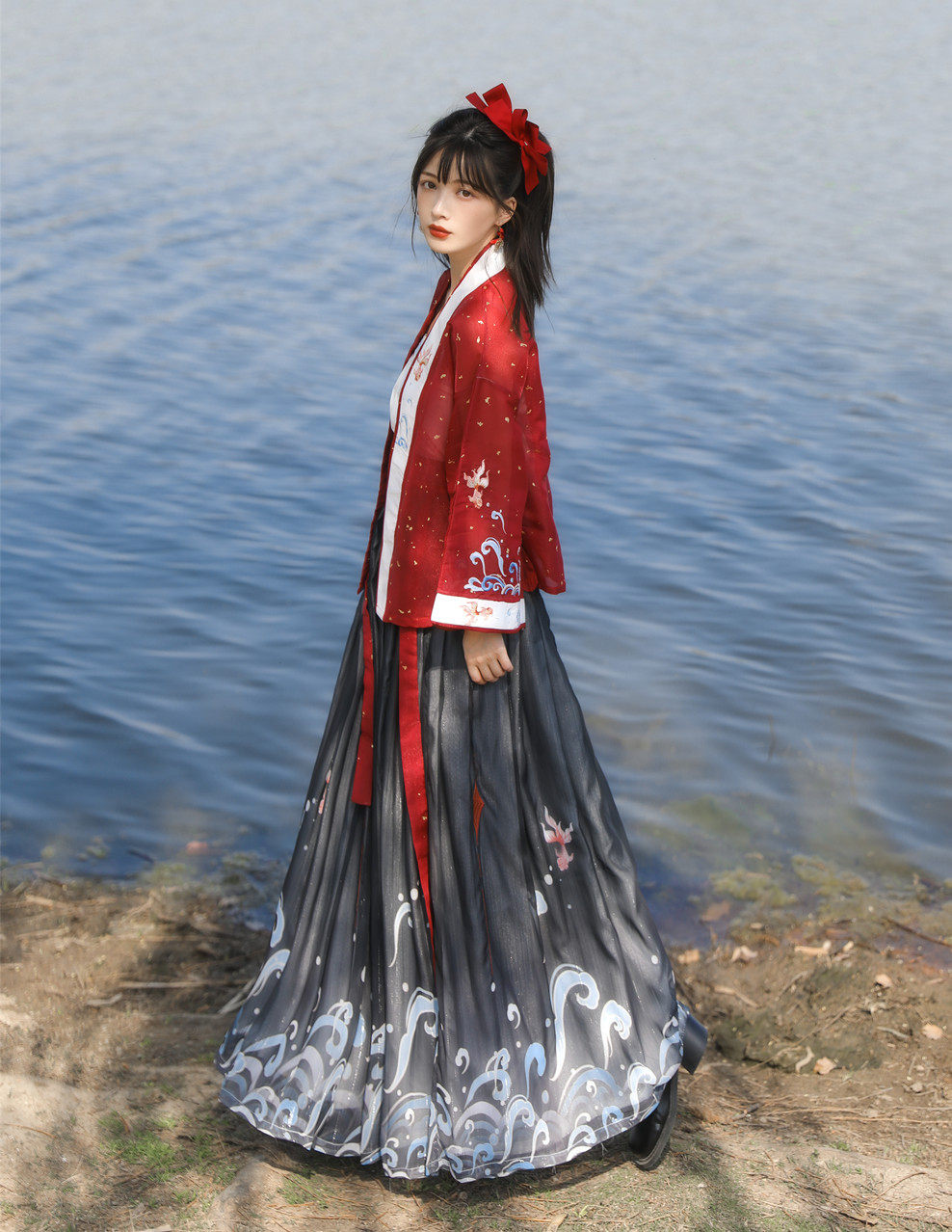 玉术原创汉服女金鱼姬改良汉元素齐腰宋制抹胸对襟日常清春夏款