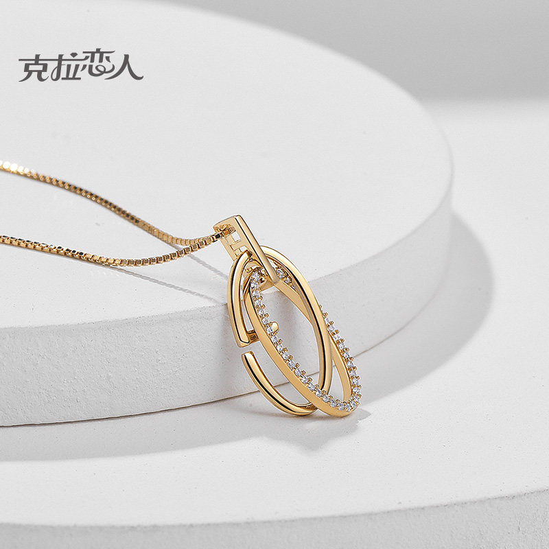 项链克拉恋人珠宝cla宝盒双环设计s925love系列颈饰