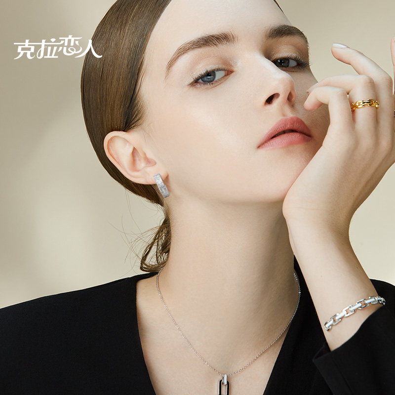 耳钉克拉恋人珠宝钻石石女甜美mini编制系列真钻耳饰