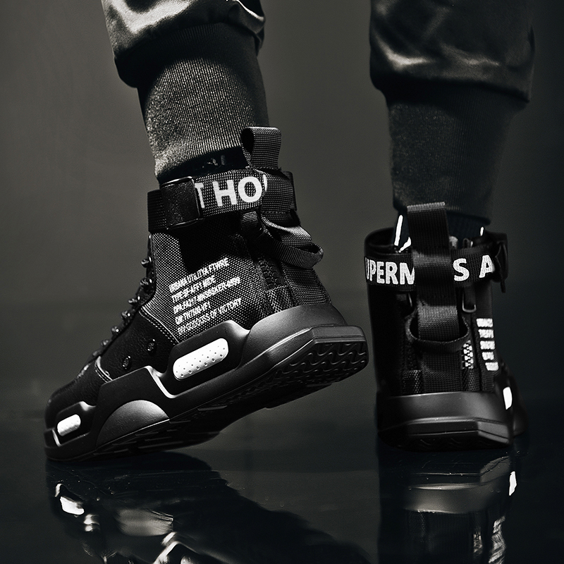 马丁靴男高帮男鞋2022冬季新款中帮鞋子男潮鞋机车黑色靴子工装鞋