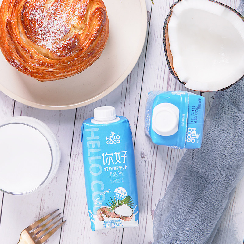 hello coco椰子汁330ml*6瓶生榨新鲜椰奶椰汁整箱水果饮料椰子水