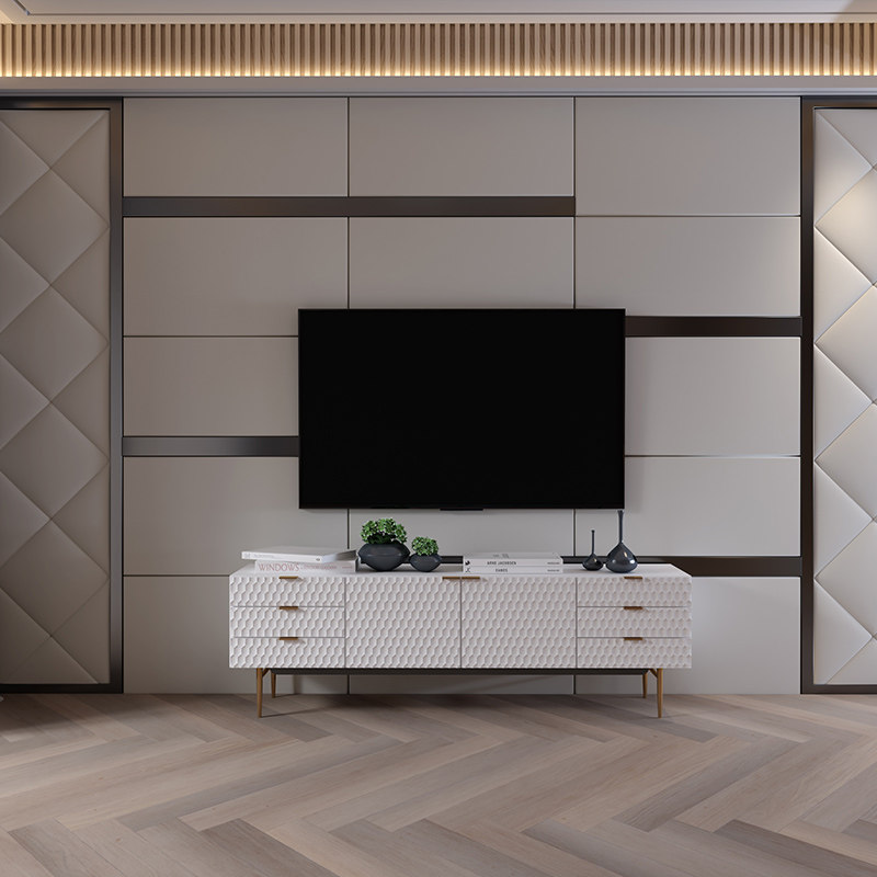 硬包背景墙软包 现代轻奢风卧室电视客厅金属边框沙发