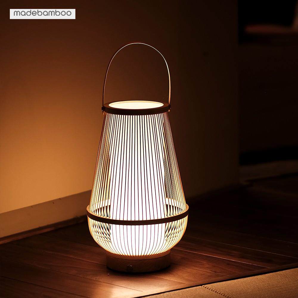 水滴竹家日式中式充电台灯卧室装饰复古竹灯装饰台灯