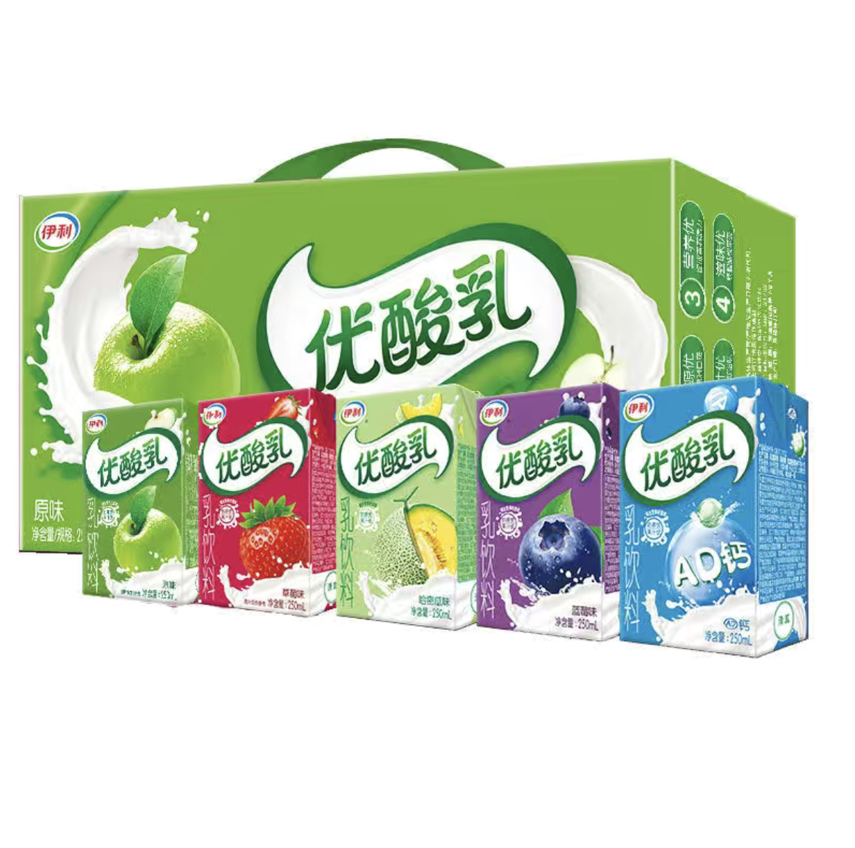 优酸乳整箱ad钙24盒伊利优酸乳原味酸牛奶酸奶苹果牛奶酸酸乳学生