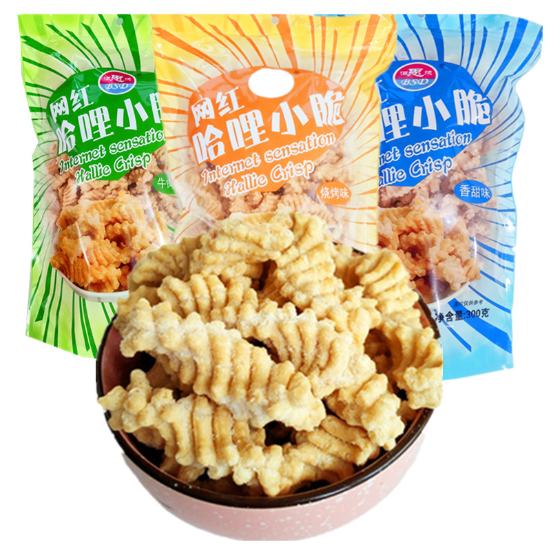 网红哈里小脆300g5袋哈哩哈利加力力加零食膨化食品