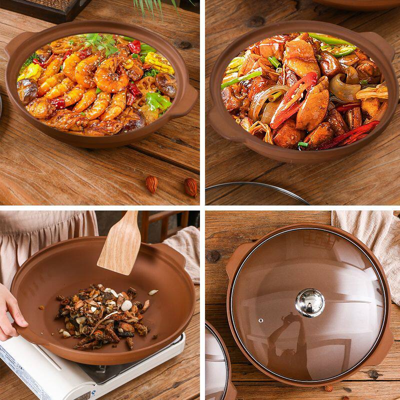 中药炒锅安狄紫砂炒薏苡仁专用砂锅涂层耐高温炒锅