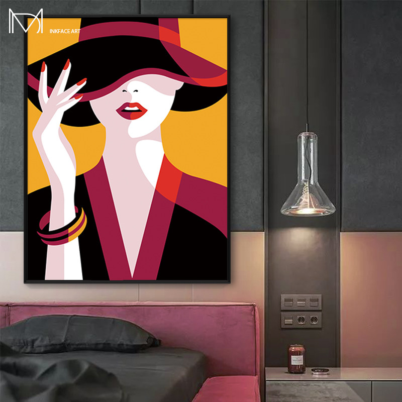 墨容轻奢人物玄关装饰画现代抽象美女餐厅壁画现代装饰画