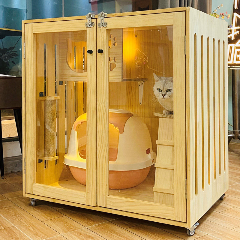 别墅实木猫笼猫窝猫舍豪华三层房子展示柜宠物狗笼子