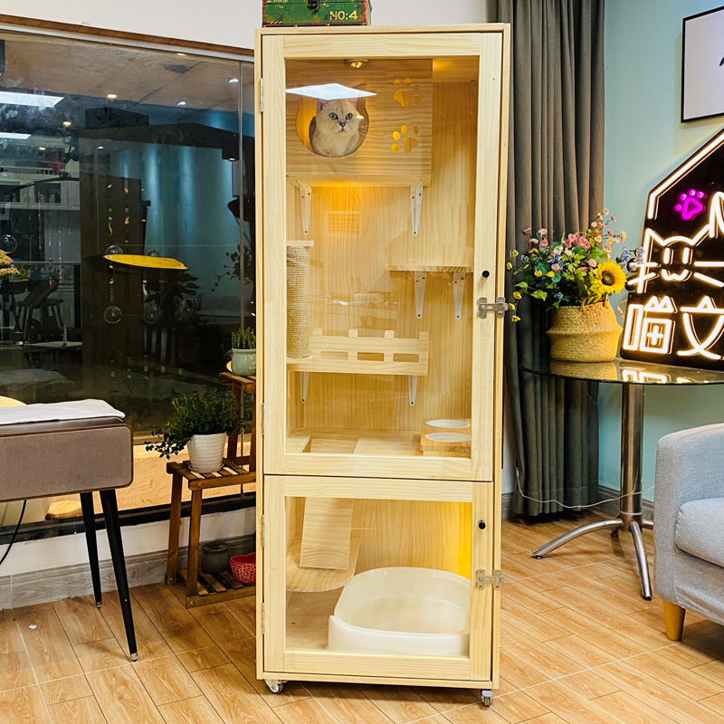 别墅实木豪华猫柜猫舍繁育笼猫展示柜宠物笼具狗笼子