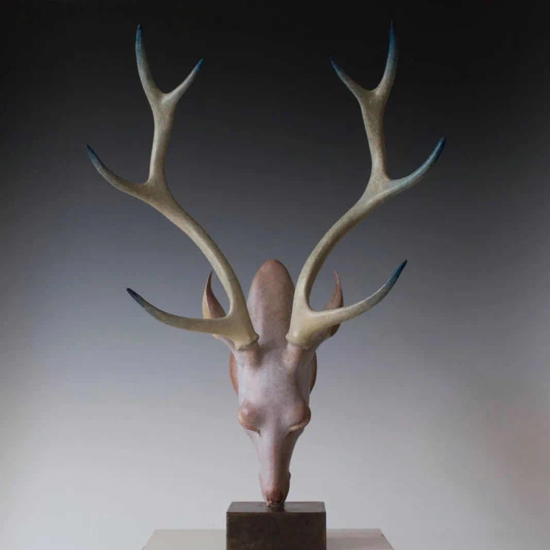 构得大型招财玄关摆件国风工艺品林空鹿艺术雕塑装饰摆件