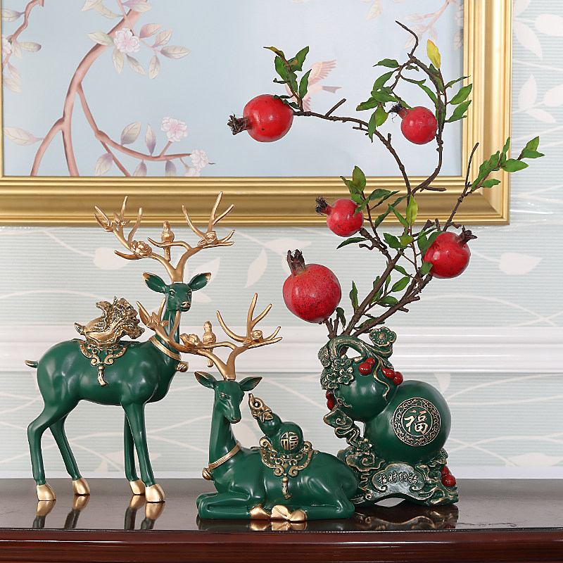 创意招财财鹿摆件家居玄关客厅电视柜装饰乔迁摆件