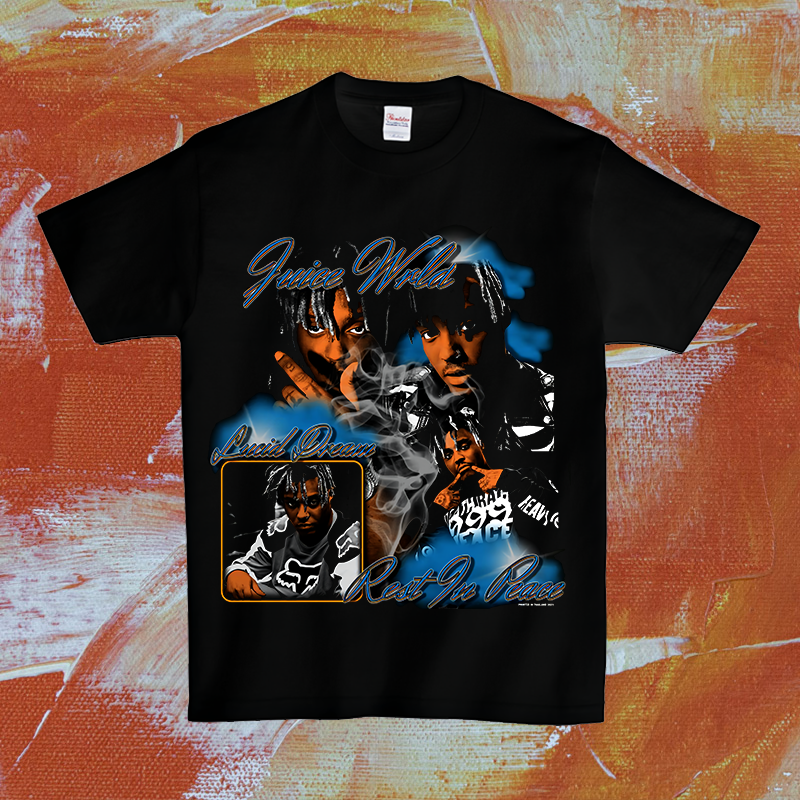 果汁juicewrld2022欧美街头潮牌嘻哈说唱短袖印花t恤