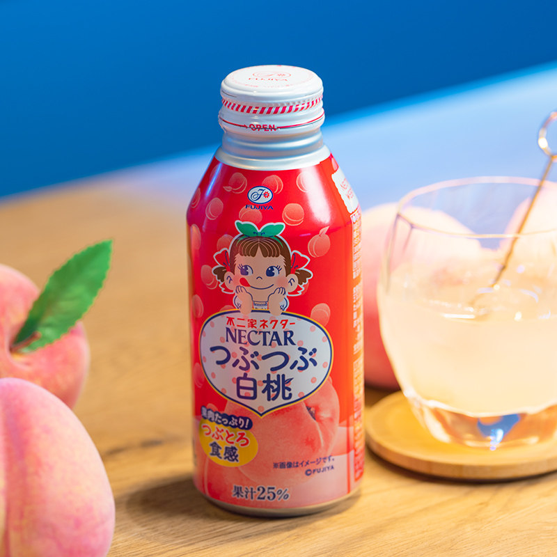 不二家日本进口桃子水纯正白桃果肉果汁0脂饮料可爱peko儿童饮品-mc