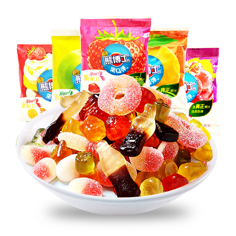 徐福记熊博士橡皮糖22g果汁软糖儿童水果果味年货糖果