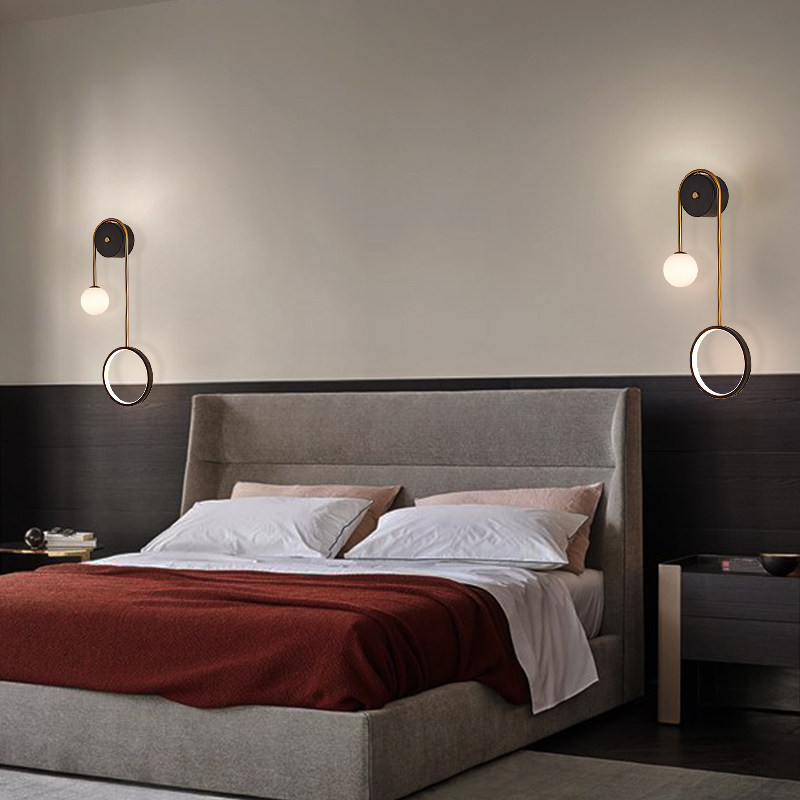 卧室壁灯床头灯轻奢简约现代北欧客厅背景墙灯创意过道格栅装饰灯