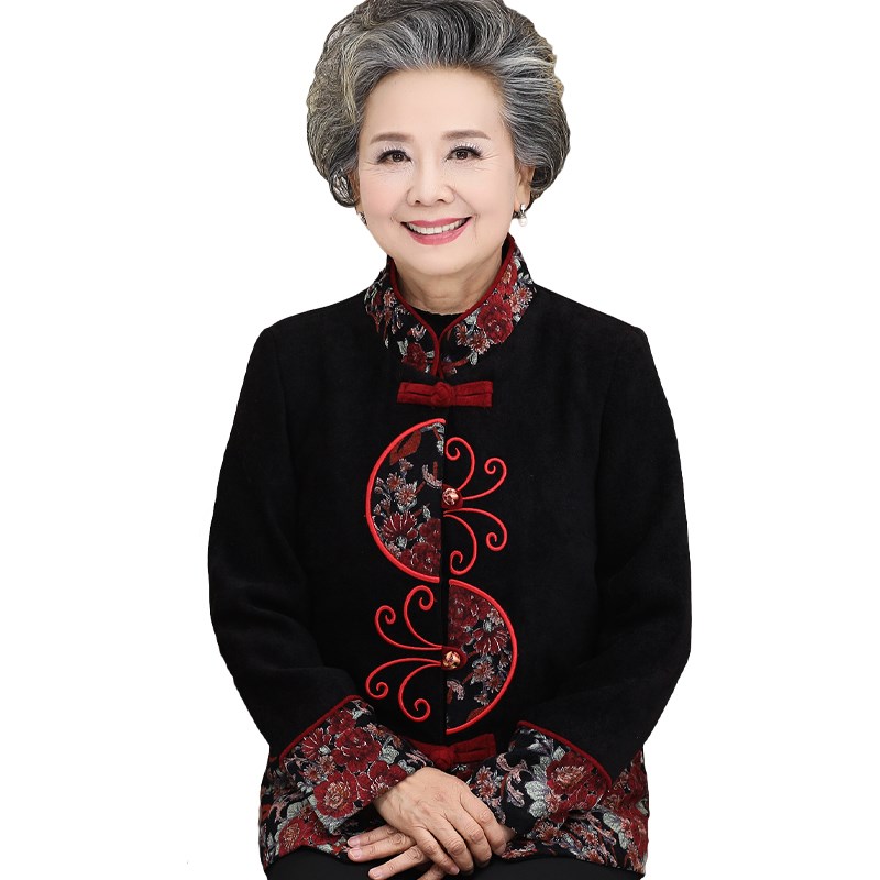 中老年人春秋装女奶奶装秋季唐装老太太洋气衣服老人外套妈妈套装