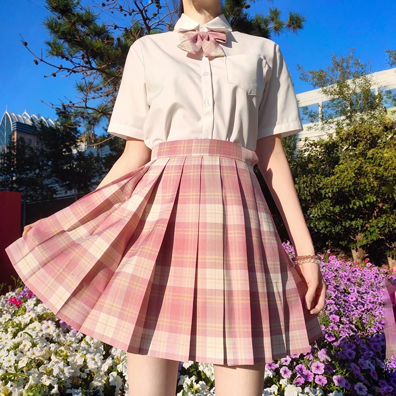树莓红茶jk制服裙正版一套日系甜美半身格裙现货掉落百褶裙兔缝缝