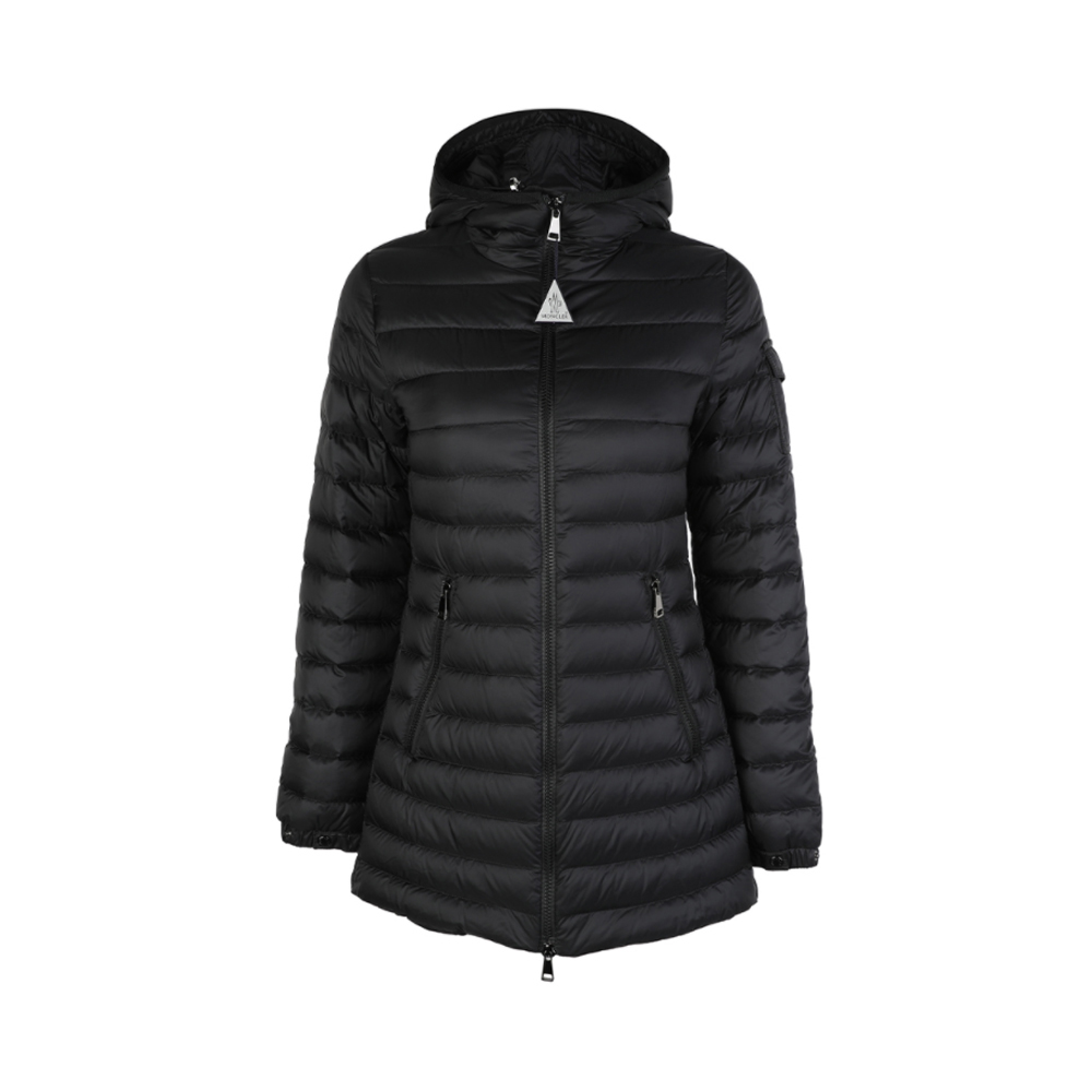 moncler女士羽绒服长款修身舒适长袖黑色外套女装羽绒服