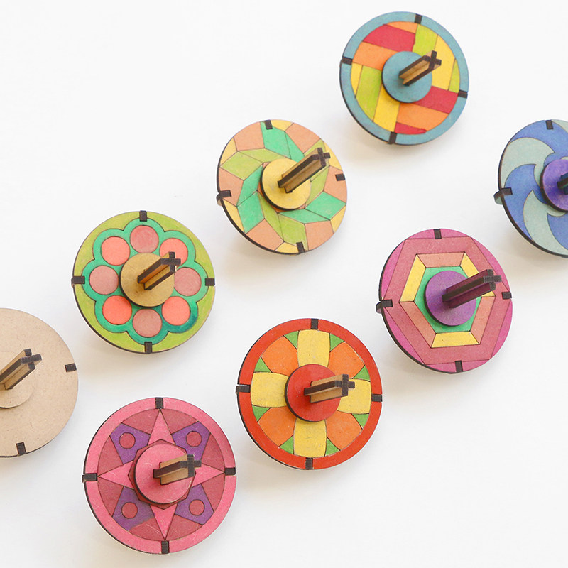 原创设计白胚木质陀螺幼儿园美术材料儿童diy白模填色