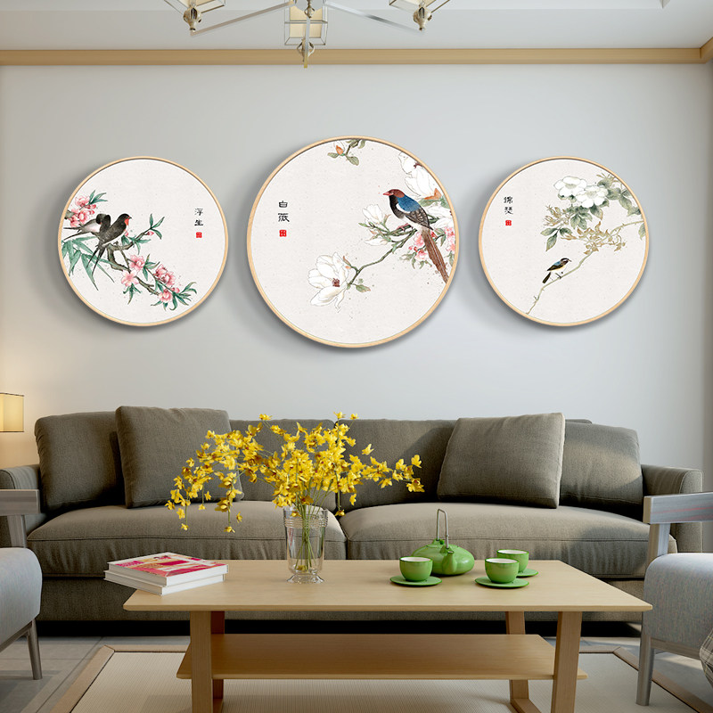 花鸟画新中式壁画背景墙国风中国吉祥花吉祥走廊过道现代装饰画